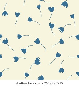 Vintage decorativo sem emenda padrão em estilo clássico com flores pequenas, ditsy. Silhuetas claras de flores, ornamento de duas cores shabby chique