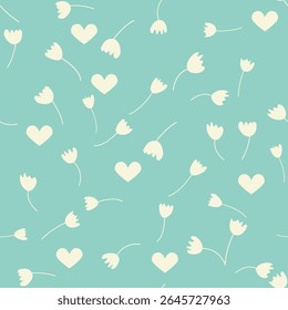 Vintage Decorative seamless pattern in classic style with small flowers, ditsy. Light silhouettes of flowers, two-color ornament shabby chic