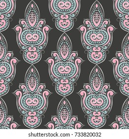 Vintage decorative seamless pattern. Flourish ornament illustration.Traditional, Arabic, Turkish, Indian motifs. Great for fabric and textile, wallpaper, packaging, or any desired idea.