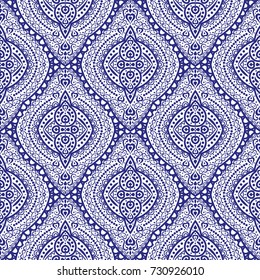 Vintage decorative seamless pattern. Lace ornament illustration. Floral pattern. Traditional, Arabic, Turkish, Indian motifs. Great for fabric and textile, wallpaper, packaging, or any desired idea.