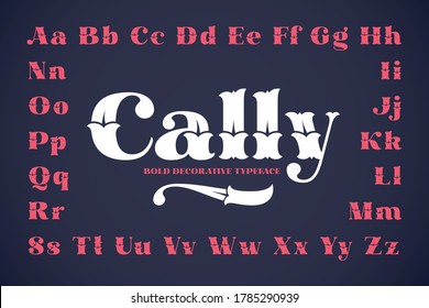 Vintage decorative vector font set named Cally