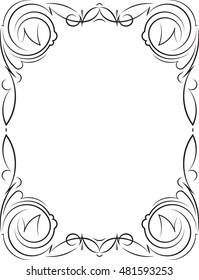 Vintage decorative vector frame. Black and white illustration.
