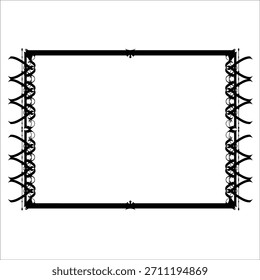 Marco de Vector decorativo de Antiguas en estilo gótico: elegante marco de Vector negro sobre fondo blanco, EPS10, edad media, santidad, Navidades.