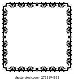 Marco de Vector decorativo de Antiguas en estilo gótico: elegante marco de Vector negro sobre fondo blanco, EPS10, edad media, santidad, Navidades.