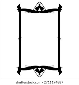 Marco de Vector decorativo de Antiguas en estilo gótico: elegante marco de Vector negro sobre fondo blanco, EPS10, edad media, santidad, Navidades.