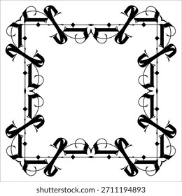 Marco de Vector decorativo de Antiguas en estilo gótico: elegante marco de Vector negro sobre fondo blanco, EPS10, edad media, santidad, Navidades.
