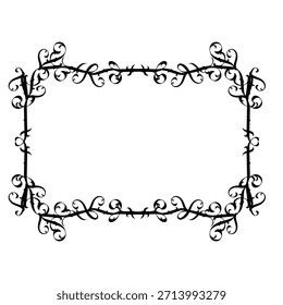 Marco de Vector decorativo de Antiguas en estilo gótico: elegante marco de Vector negro sobre fondo blanco, EPS10, edad media, santidad, Navidades.