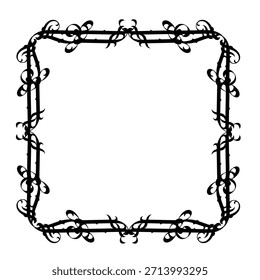 Marco de Vector decorativo de Antiguas en estilo gótico: elegante marco de Vector negro sobre fondo blanco, EPS10, edad media, santidad, Navidades.