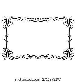 Marco de Vector decorativo de Antiguas en estilo gótico: elegante marco de Vector negro sobre fondo blanco, EPS10, edad media, santidad, Navidades.