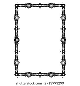 Marco de Vector decorativo de Antiguas en estilo gótico: elegante marco de Vector negro sobre fondo blanco, EPS10, edad media, santidad, Navidades.