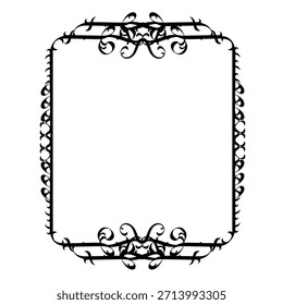Marco de Vector decorativo de Antiguas en estilo gótico: elegante marco de Vector negro sobre fondo blanco, EPS10, edad media, santidad, Navidades.