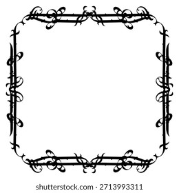 Marco de Vector decorativo de Antiguas en estilo gótico: elegante marco de Vector negro sobre fondo blanco, EPS10, edad media, santidad, Navidades.