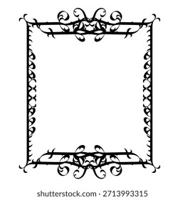 Marco de Vector decorativo de Antiguas en estilo gótico: elegante marco de Vector negro sobre fondo blanco, EPS10, edad media, santidad, Navidades.