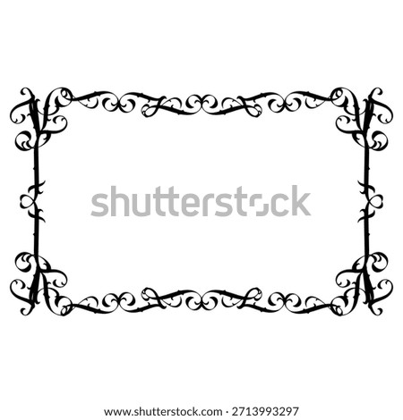 Vintage decorative vector frame in Gothic style - elegant black vector frame on white background, EPS10,  middle ages, hallowen, Christmas.