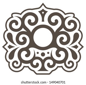 Vintage decorative vector label with curved and swirl elements