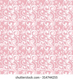 Vintage decorative vector seamless texture. Element for design. Ornamental backdrop. Ornate floral decor for wallpaper. Traditional decor on pink background.  