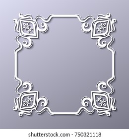 Vintage decorative white frame in 3d style . Template for design. Vector illustration eps10