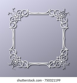 Vintage decorative white frame in 3d style . Template for design. Vector illustration eps10