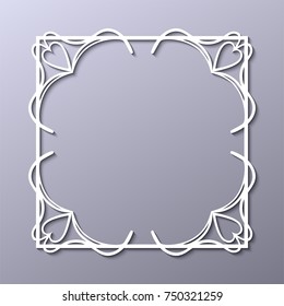 Vintage decorative white frame in 3d style . Template for design. Vector illustration eps10