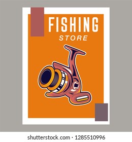 Vintage deep sea fishing poster with hands holding fishing rod