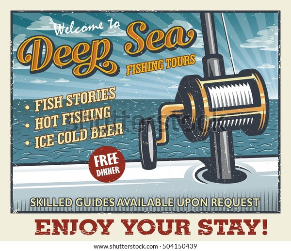 Download Vintage Deep Sea Fishing Poster Fishing Stock Vector ...