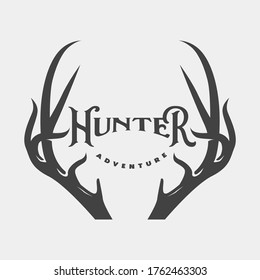 vintage deer antler logo  icon and illustration