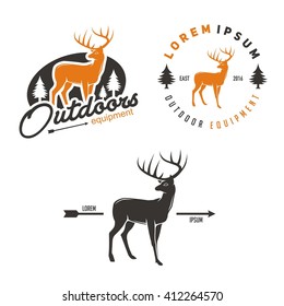 vintage of deer badges and design elements