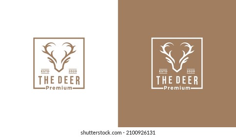 vintage deer buck horned logo design