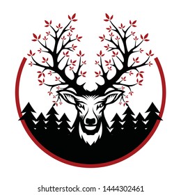 Vintage Deer Elk Forest Nature