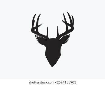 vintage deer head with antler vector art, free vector illustration