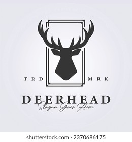 vintage deer head hunter logo vector illustration design