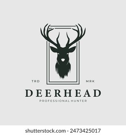vintage deer head hunting logo vector illustration design art