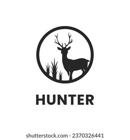 vintage deer head logo. deer hunt logo. unique deer circular logo. Deer logo.