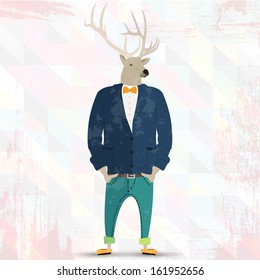 vintage deer hipster character