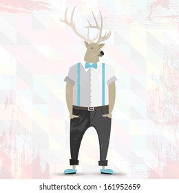vintage deer hipster character