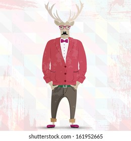 vintage deer hipster character