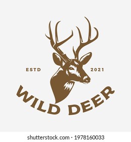 vintage deer logo, icon and vector