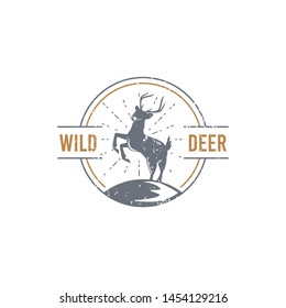 Vintage deer logo template vector. Animal logo retro styled outdoor vector illustration