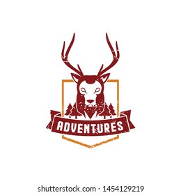 Vintage deer logo template vector. Animal logo retro styled outdoor vector illustration
