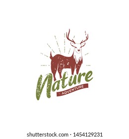 Vintage deer logo template vector. Animal logo retro styled outdoor vector illustration