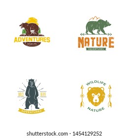 Vintage deer logo template vector. Animal logo retro styled outdoor vector illustration