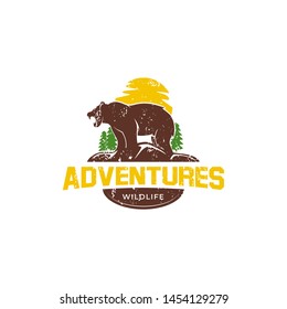 Vintage deer logo template vector. Animal logo retro styled outdoor vector illustration