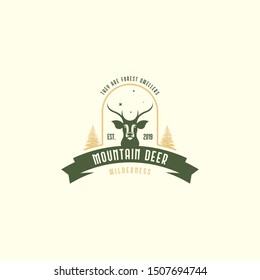 Vintage deer logo template vector. Outdoor deer logo concept