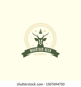 Vintage deer logo template vector. Outdoor deer logo concept