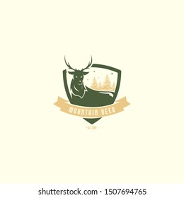 Vintage deer logo template vector. Outdoor deer logo concept