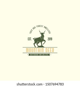 Vintage deer logo template vector. Outdoor deer logo concept
