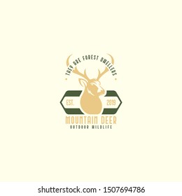 Vintage deer logo template vector. Outdoor deer logo concept