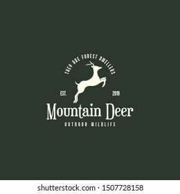 Vintage deer logo template vector. Outdoor deer logo concept