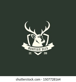 Vintage deer logo template vector. Outdoor deer logo concept