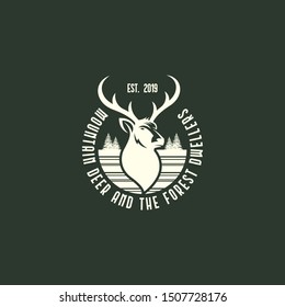 Vintage deer logo template vector. Outdoor deer logo concept
